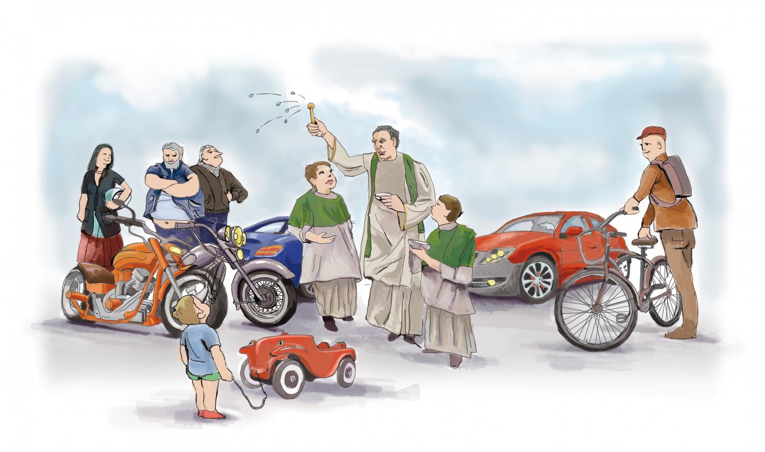 fahrzeugsegnung_farbe_by_factum_adp_pfarrbriefservice (c) Bild: factum.adp In: Pfarrbriefservice.de